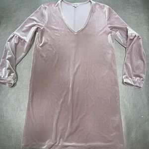 Madewell velvet velour mini dress long sleeve beige v neck size small